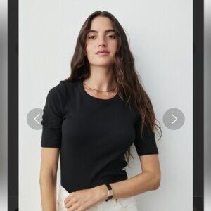 AYR Ribbed Knit Short Sleeve black shirt Pima cotton Size S